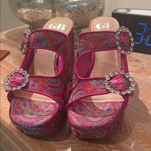 Gianni Bini Vibrant Pink Paisley Platforms